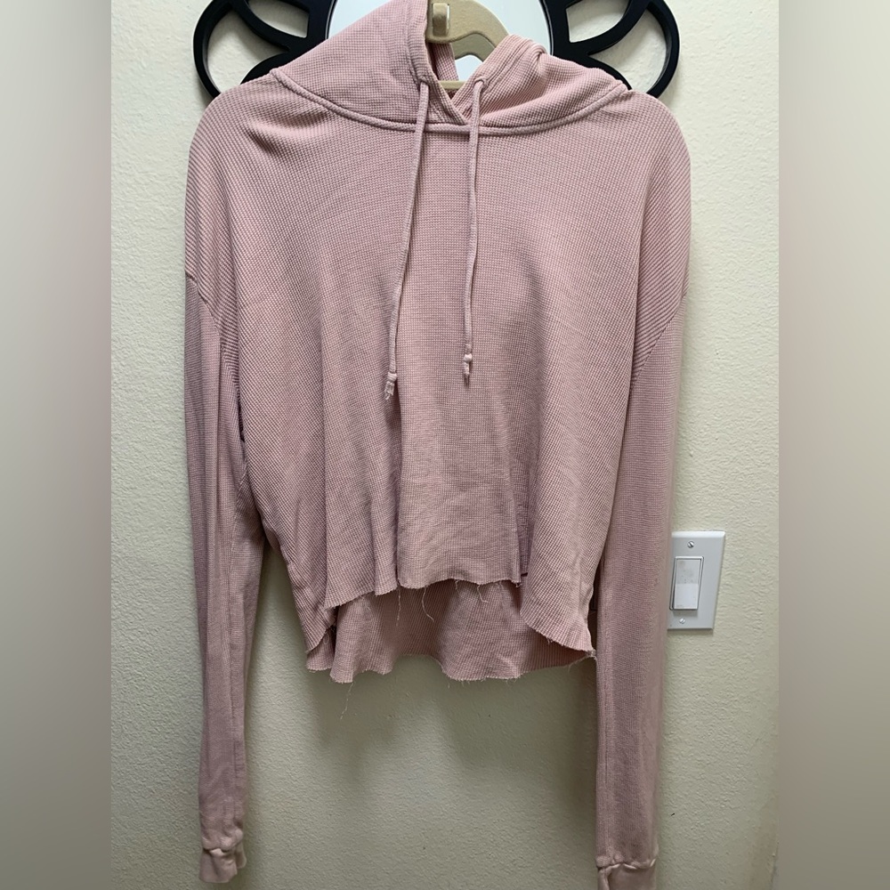 Light Pink Waffle Knit Hoodie